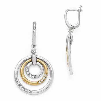 Sterling Silver Gold-tone Flash 24k Plated Crystal Earrings