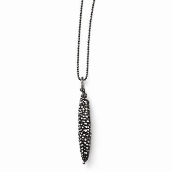 Sterling Silver and Ruthenium Plated Textured Necklace