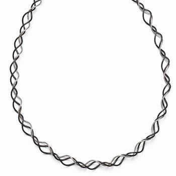 Sterling Silver Ruthenium Plated Twisted Necklace