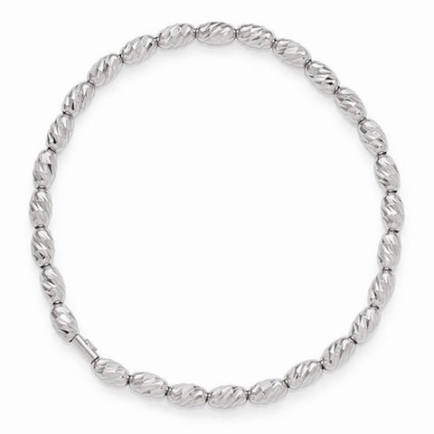 Sterling Silver Polished & Diamond-Cut Beaded Stretch Bracelet