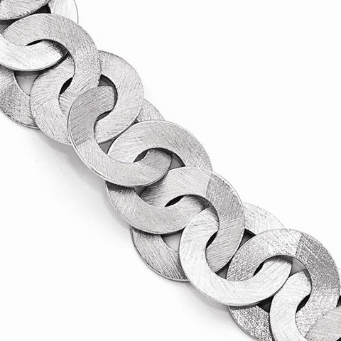 Sterling Silver Scratch Finish Fancy Link Bracelet