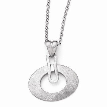 Sterling Silver Polished & Scratch Finish Necklace