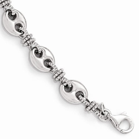 Sterling Silver Polished and Textured Fancy Link Bracelet