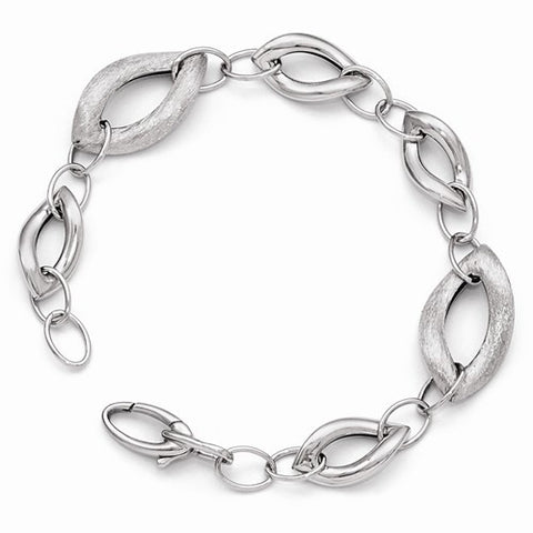 Sterling Silver Polished and Brushed Fancy Link Bracelet