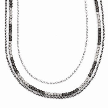 Sterling Silver Ruthenium-Plated Diamond-Cut Necklace