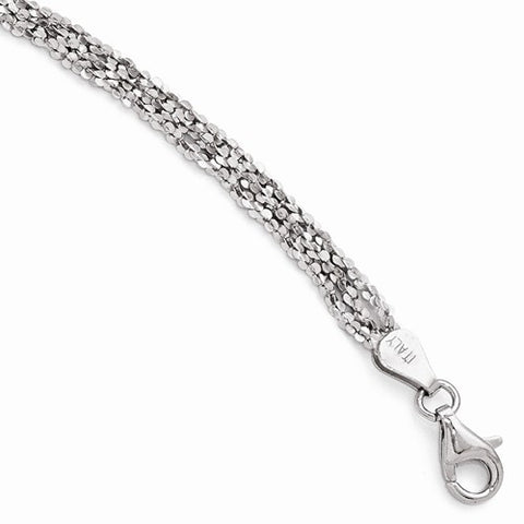 Sterling Silver Textured Three Strand Anklet