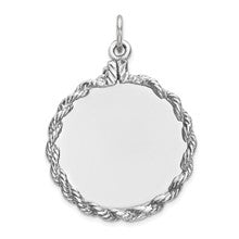 Sterling Silver Engraveable Round with Rope Disc Charm hide-image