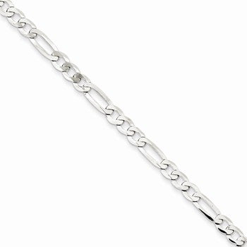 Sterling Silver Polished Flat Figaro Chain