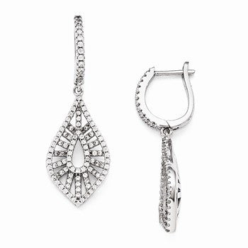 Sterling Silver CZ Rhodium Polished Earrings