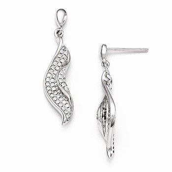 Sterling Silver CZ Rhodium Polished Earrings