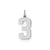 Medium Polished Number 3 Charm in Sterling Silver
