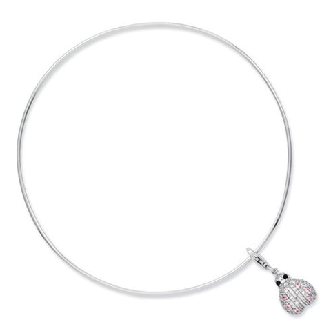 Sterling Silver Nd Peace & Love Collection Black White & Pink Cz Bracelet