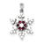 Red CZ Snowflake Charm in Sterling Silver