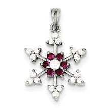 Sterling Silver Red CZ Snowflake Charm hide-image