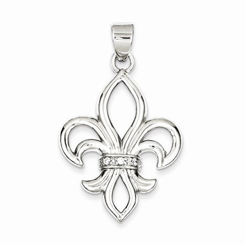 Sterling Silver CZ Fleur de Lis pendant, Delightful Pendants for Necklace
