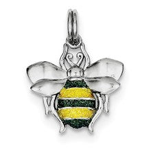 Sterling Silver Green & Yellow Enamel Bee Charm hide-image