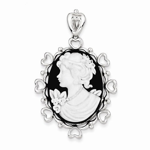 Sterling Silver Black & White Cameo Pendant, Pendants for Necklace