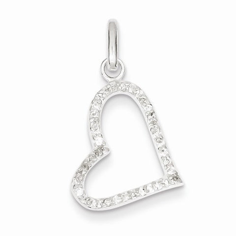 Sterling Silver CZ Heart Pendant, Classy Pendants for Necklace