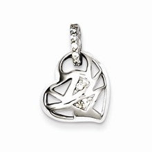 Sterling Silver Rhodium Plated CZ Heart Charm hide-image