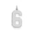 Large Polished Number 6 Charm in Sterling Silver