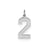 Medium Satin Number 2 Charm in Sterling Silver