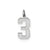 Medium Satin Number 3 Charm in Sterling Silver