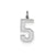 Medium Satin Number 5 Charm in Sterling Silver
