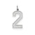 Large Satin Number 2 Charm in Sterling Silver