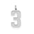 Large Satin Number 3 Charm in Sterling Silver
