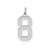 Large Satin Number 8 Charm in Sterling Silver