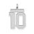 Large Satin Number 10 Charm in Sterling Silver