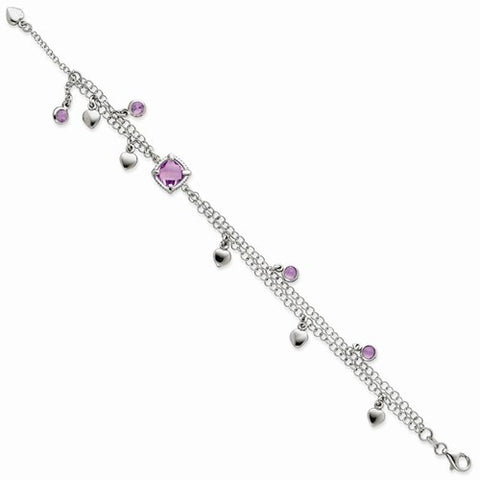 Sterling Silver Pur Crystal & Pur Swarovski & Hearts Bracelet