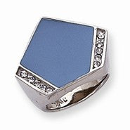 Sterling Silver Blue Enameled CZ Ring