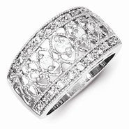 Sterling Silver CZ Vintage Polished Ring
