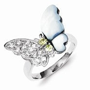 Sterling Silver CZ & Mother of Pearl Ring