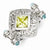 Sterling Silver Green, Blue and Clear CZ Ring
