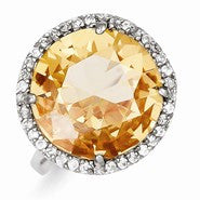 Sterling Silver Clear & Champagne CZ Ring