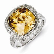Sterling Silver Champagne & Clear Color CZ Ring