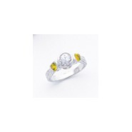 Sterling Silver CZ & Orange CZ Stone Ring