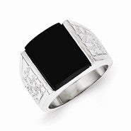 Sterling Silver Onyx Men's Ring