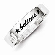 Sterling Silver Antiqued & Polished Believe Ring