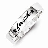 Sterling Silver Antiqued & Polished Faith Ring