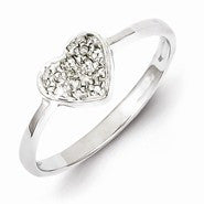 Sterling Silver w/Rhodium Polished Diamond Heart Ring