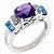 Sterling Silver Amethyst, Light Swiss Blue Topaz & Diamond Ring