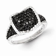 Sterling Silver Black & White Diamond Ring