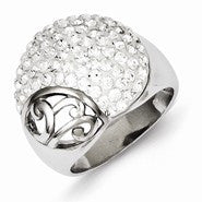 Sterling Silver w/Rhodium Plated Stellux Crystal Heart Ring