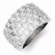 Sterling Silver CZ Wide Band Ring