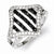 Sterling Silver CZ Black & White Striped Square Ring