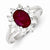 Sterling Silver Red Oval CZ Cluster Ring