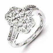 Sterling Silver Cluster Diamond Ring